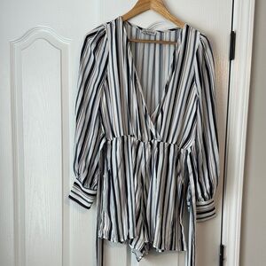 Fashion Nova Black and White Striped romper